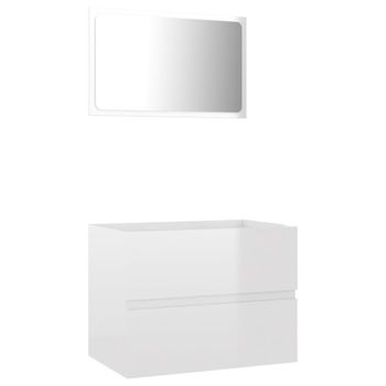 Set Muebles De Baño 2 Piezas Madera Contrachapada Blanco Brillo