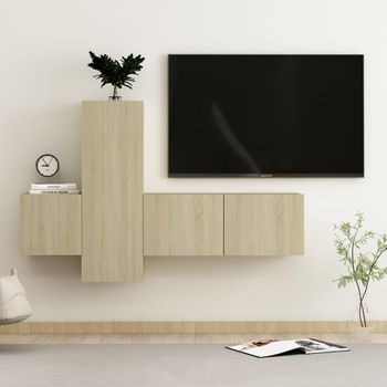 Muebles De Pared De Tv 3 Pzas Aglomerado Color Roble Sonoma