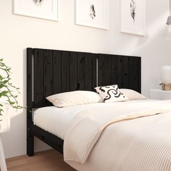 Cabecero De Cama Madera Maciza De Pino Negro 165,5x4x100 Cm