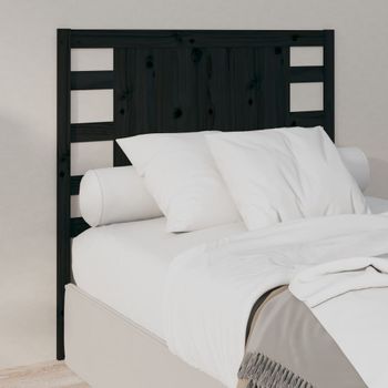 Cabecero De Cama Madera Maciza De Pino Negro 96x4x100 Cm