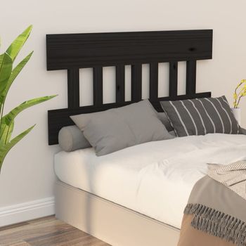 Cabecero De Cama Madera Maciza De Pino Negro 183,5x3x81 Cm