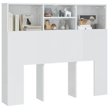 Mueble Cabecero Blanco Brillante 120x19x103,5 Cm