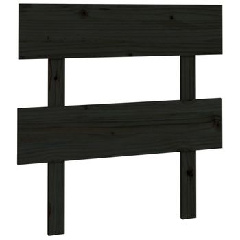 Cabecero De Cama Madera Maciza De Pino Negro 103,5x3x100 Cm