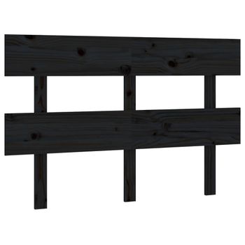 Cabecero De Cama Madera Maciza De Pino Negro 138x3x81 Cm