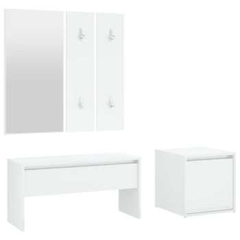 Set De Muebles De Recibidor Madera Contrachapada Blanco Brillo