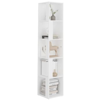 Mueble De Esquina Madera Contrachapada Blanco 33x33x164,5 Cm