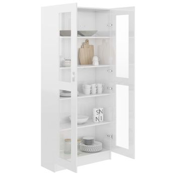 Vitrina De Madera Contrachapada Blanco Brillo 82,5x30,5x185,5cm