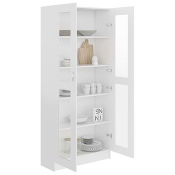 Vitrina De Madera Contrachapada Blanco 82,5x30,5x185,5 Cm