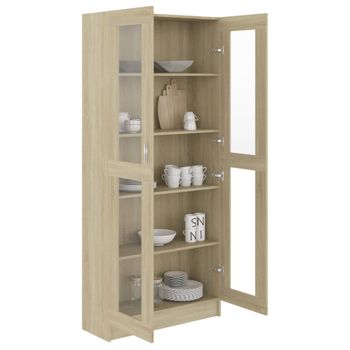 Vitrina De Madera De Ingeniería Roble Sonoma 82,5x30,5x185,5 Cm Marrón