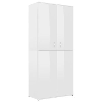 Mueble Zapatero Contrachapada Blanco Brillo 80x39x178 Cm