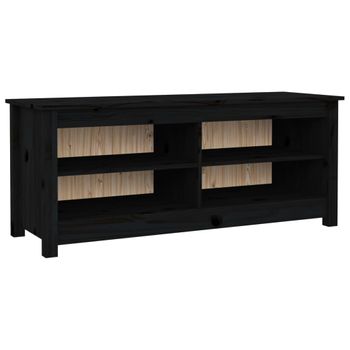 Banco Zapatero Madera Maciza De Pino Negro 110x38x45,5 Cm