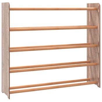 Mueble Zapatero De Madera Contrachapada Marrón 90x24x81 Cm