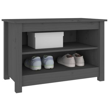 Banco Zapatero Madera De Pino Maciza Gris 70x38x45,5 Cm