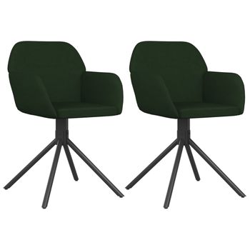 Sillas De Comedor Giratorias 2 Unidades Terciopelo Verde Oscuro