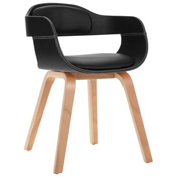 Silla De Comedor De Cuero Sintético Y Madera Curvada Negro