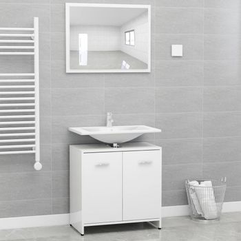 Conjunto De Muebles De Baño Madera Contrachapada Blanco Brillo