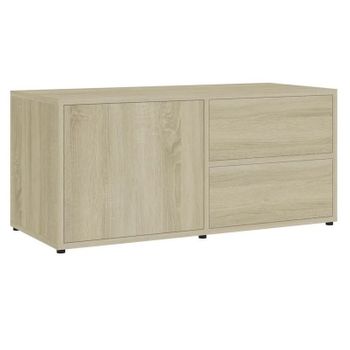 Mueble Para Tv Madera Contrachapada Color Roble 80x34x36 Cm Marrón