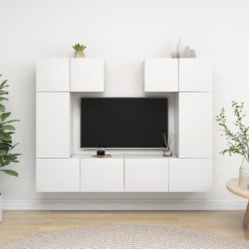 Juego De Mueble Para Tv De 6 Piezas Aglomerado Blanco