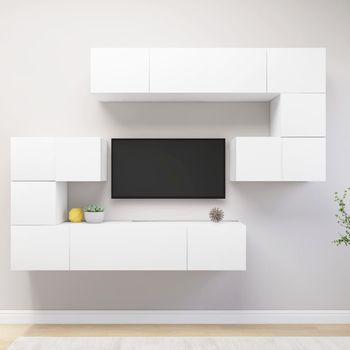 Juego De Mueble Para Tv De 8 Piezas Aglomerado Blanco