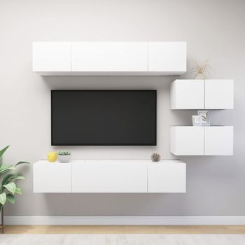 Juego De Mueble Para Tv De 6 Piezas Aglomerado Blanco