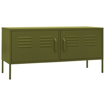 Mueble Para Tv De Acero Verde Oliva 105x35x50 Cm