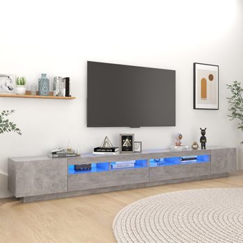 Mueble Para Tv Con Luces Led Gris Hormigón 300x35x40 Cm