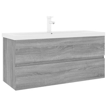 Mueble De Baño Con Lavabo Madera Contrachapada Gris Sonoma