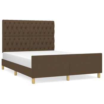 Estructura De Cama Con Cabecero De Tela Marrón Oscuro 140x190cm