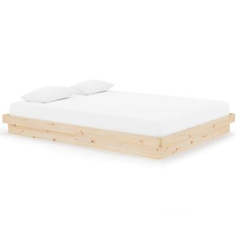 Estructura De Cama Madera Maciza 150x200 Cm Marrón