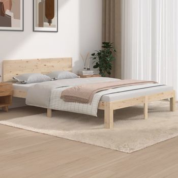 Estructura De Cama De Madera Maciza De Pino 140x190 Cm