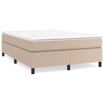 Cama Box Spring Con Colchón Cuero Sintético Capuchino 180x200cm