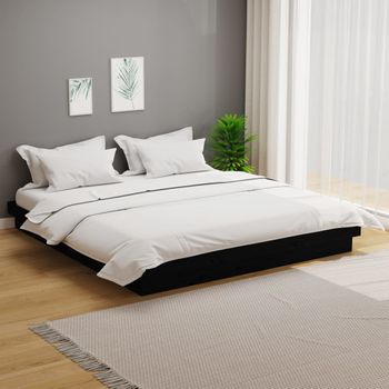 Estructura De Cama De Madera Maciza Negro 200x200 Cm