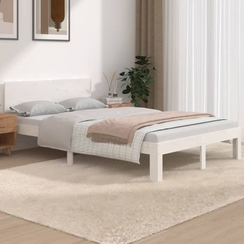 Estructura De Cama Madera Maciza Blanco 120x190 Cm