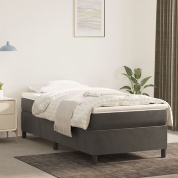 Estructura De Cama Box Spring Terciopelo Gris Oscuro 80x200 Cm