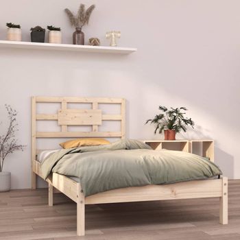 Estructura De Cama Madera Maciza Individual 90x190 Cm