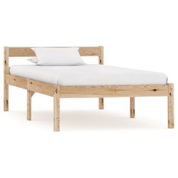 Estructura De Cama De Madera Maciza De Pino 90x200 Cm Marrón