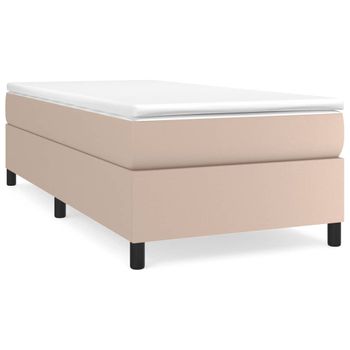 Cama Box Spring Con Colchón Cuero Sintético Capuchino 80x200 Cm