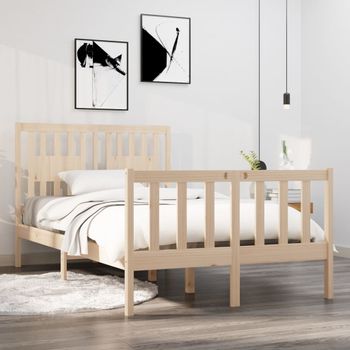 Estructura De Cama Doble Pequeña De Madera Maciza 120x190 Cm