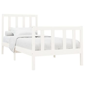 Estructura De Cama Madera Maciza De Pino Blanco 90x200 Cm