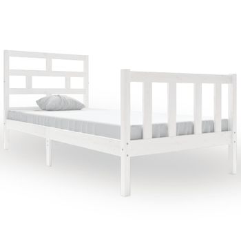 Estructura De Cama Madera Maciza De Pino Blanco 90x200 Cm