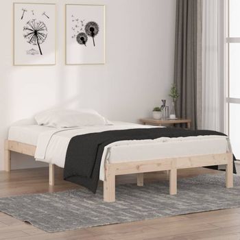 Estructura De Cama Madera Maciza Pequeña Doble 120x190 Cm