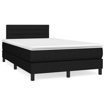 Cama Box Spring Con Colchón Tela Negro 120x200 Cm