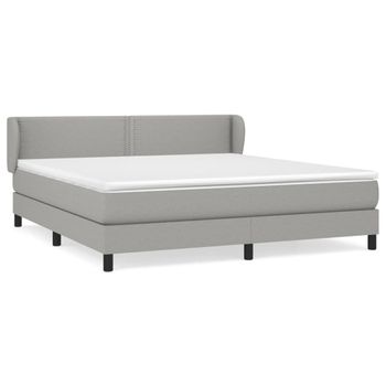 Cama Box Spring Con Colchón Tela Gris Claro 180x200 Cm