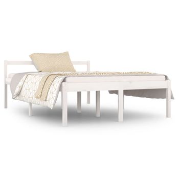 Cama Para Personas Mayores Madera Maciza De Pino 135x190 Cm Blanco