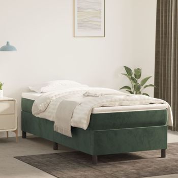 Estructura De Cama Box Spring Terciopelo Verde Oscuro 90x190 Cm