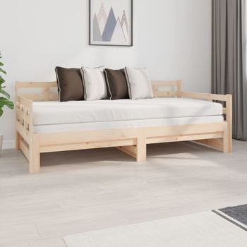 Sofá Cama Extraíble Madera Maciza De Pino 2x(90x190) Cm