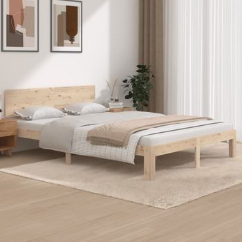 Estructura De Cama Madera Maciza De Pino 140x200 Cm