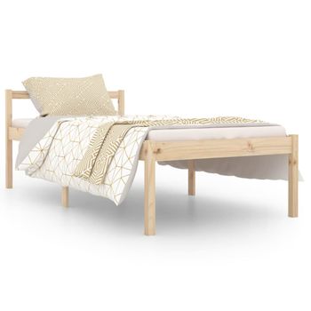 Cama Para Personas Mayores Madera Maciza De Pino 90x190 Cm Marrón