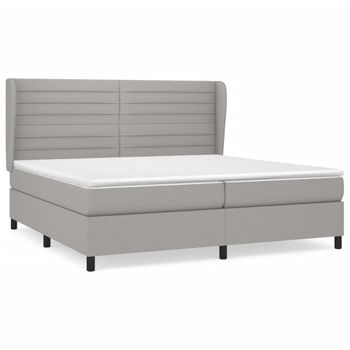 Cama Box Spring Con Colchón Tela Gris Claro 200x200 Cm