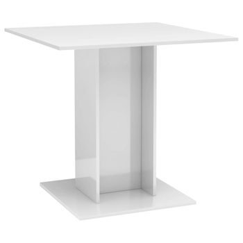 Mesa De Comedor Madera Contrachapada Blanco Brillo 80x80x75 Cm